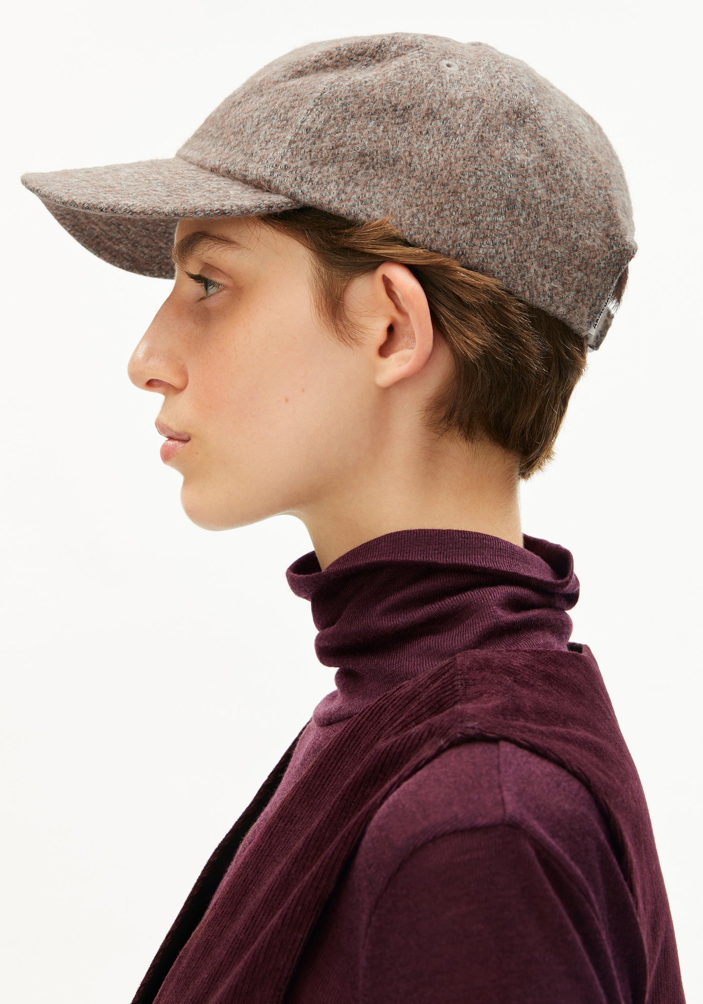 LAST ONE - Yenaas Tweed Cap - Pure/Walnut Cream