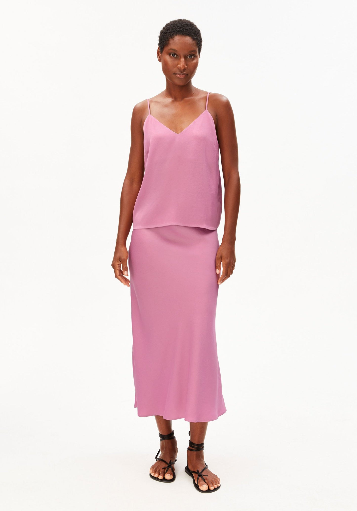 Satin Spaghetti Strap Top - Washed Berry