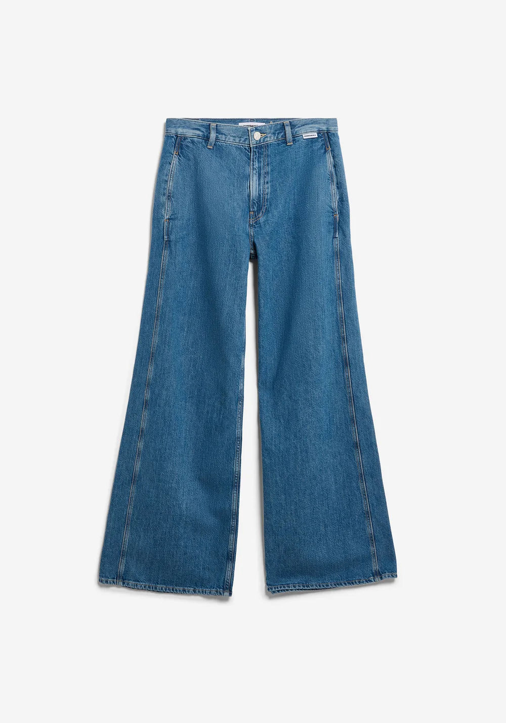 Linen Blend Loose Denim Pants - Sea Salt
