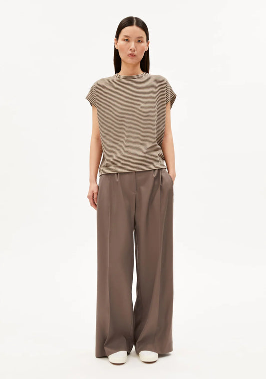 Slub Jersey Stripe T-Shirt - Sand Stone/Dried Palm