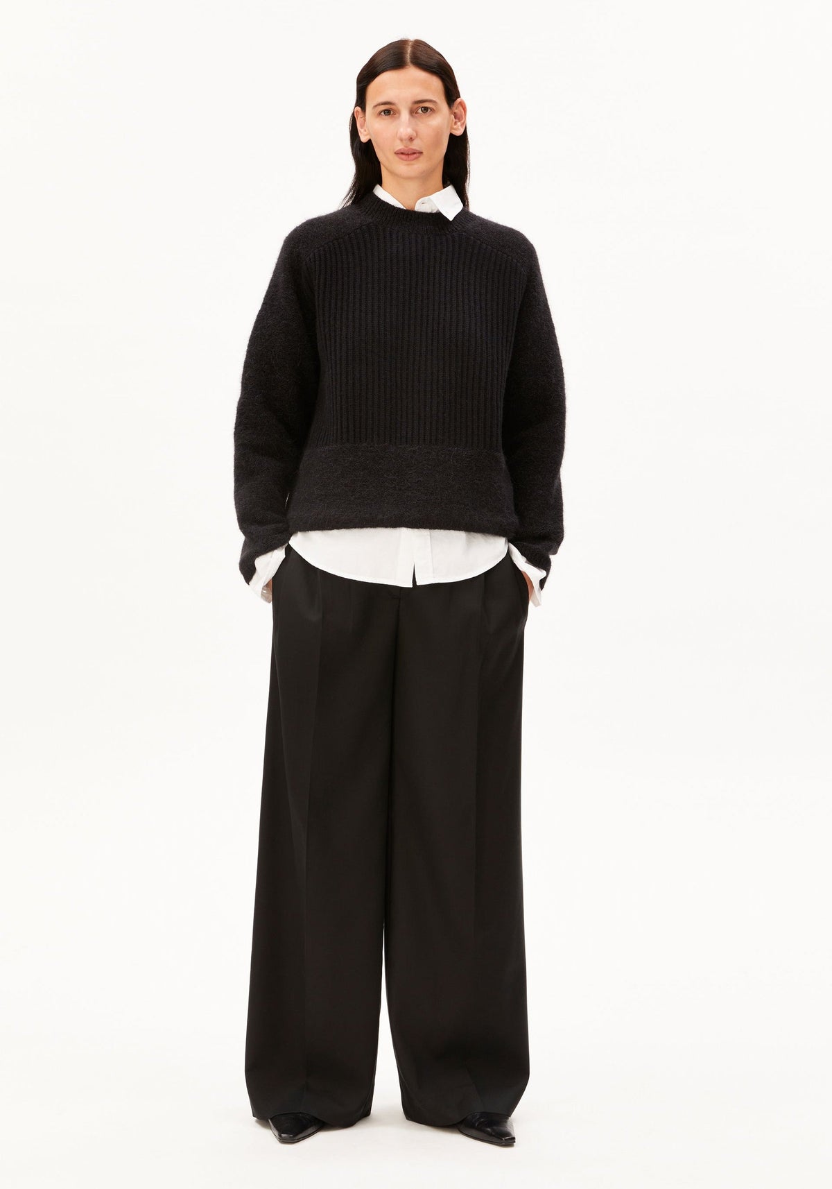 Alpaca Blend Knit Sweater - Black