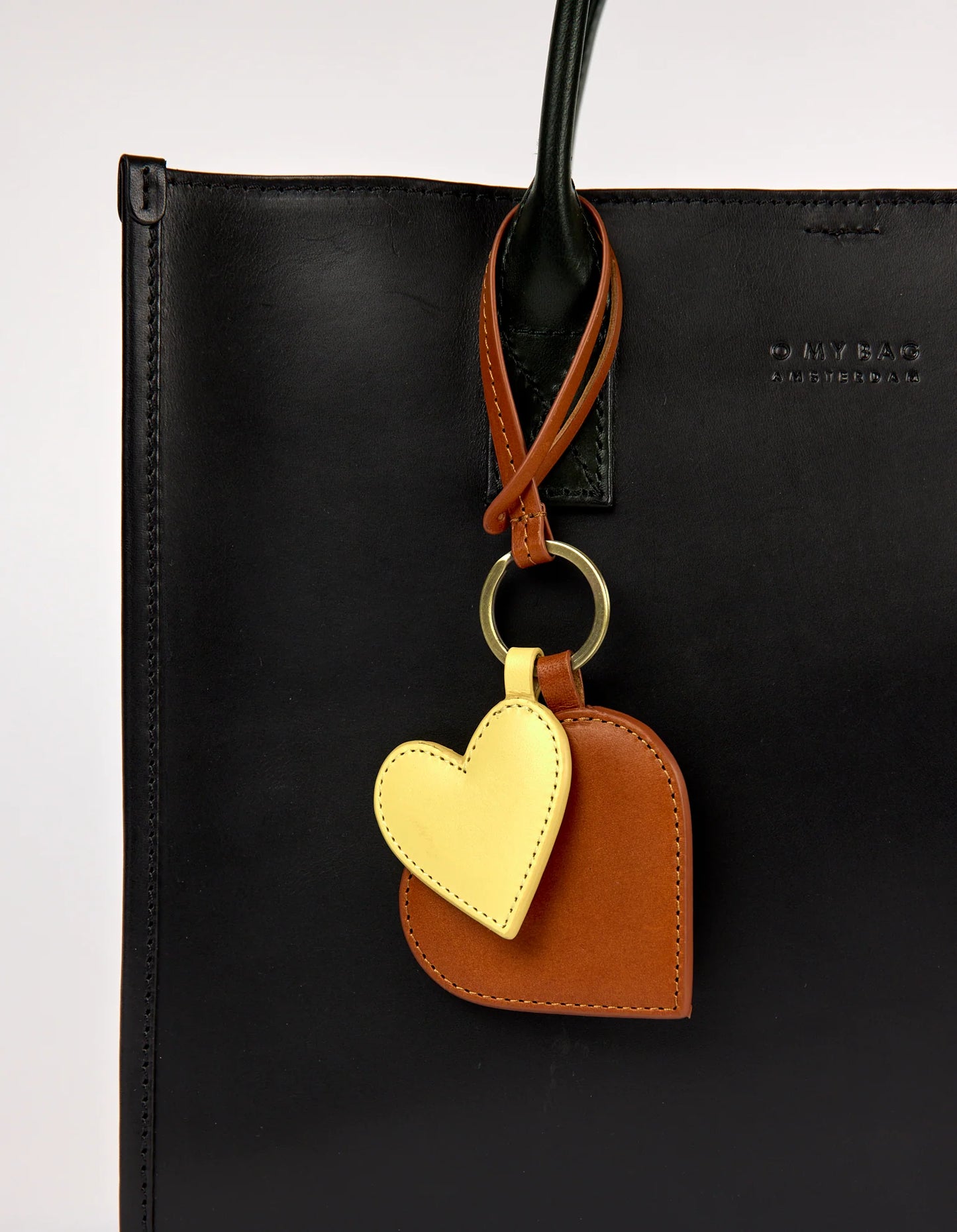 Bag Charm - Hearts / Cognac & Butter Yellow