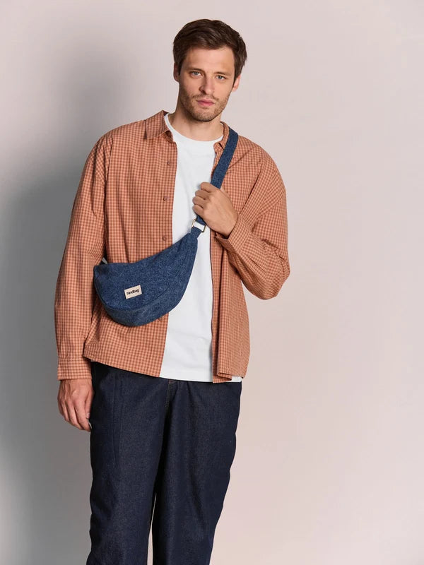 Andrea Half Moon Bag - Dark Blue Denim