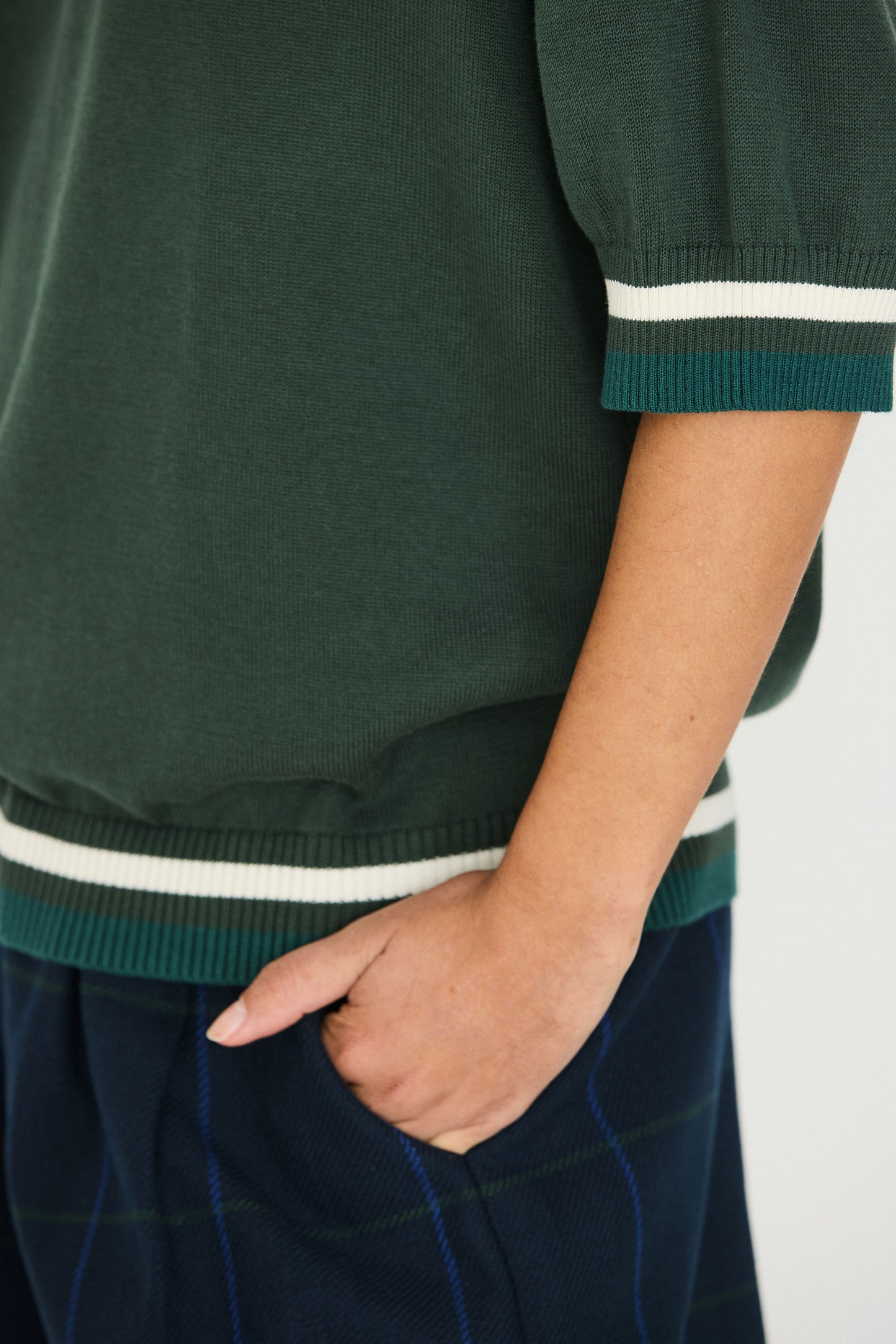Dorleta Knitted Top / Short Sleeved Jumper - Dark Green