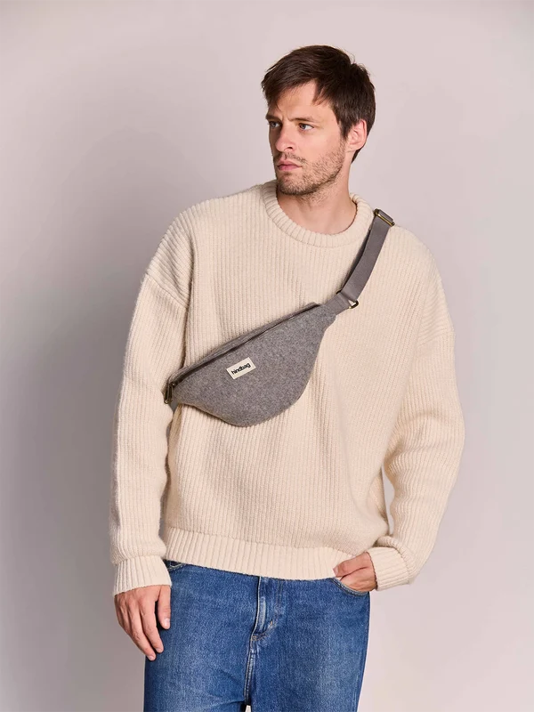 Olivia Banana bag - Grey Wool Effect