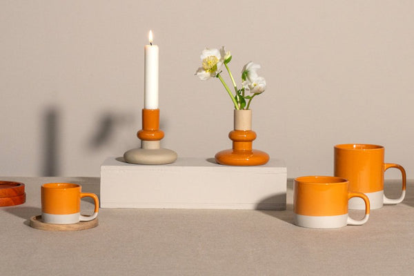 Candle Holder / Vase Cer Pillar - Bottom Apricot