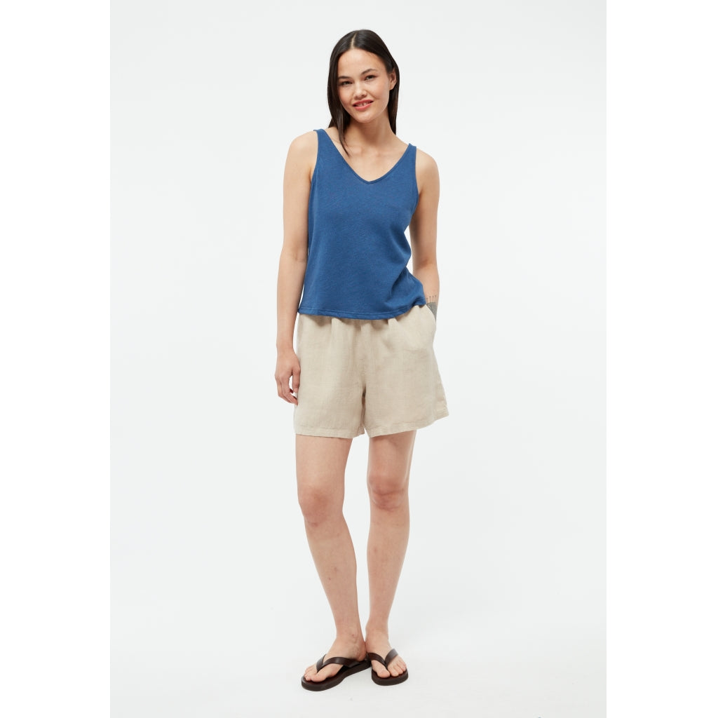 Jette Linen Top - Blazing Blue