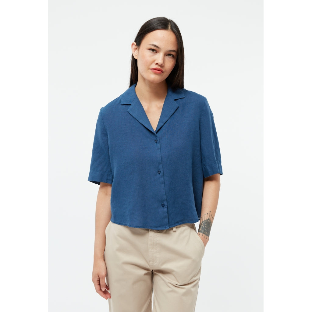 LAST ONE in L - Carol Linen Shirt - Blazing Blue