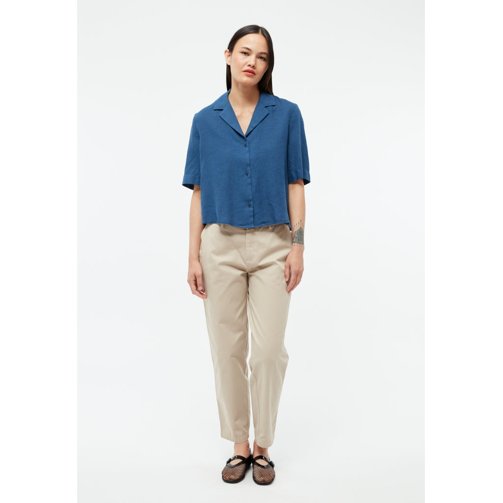LAST ONE in L - Carol Linen Shirt - Blazing Blue