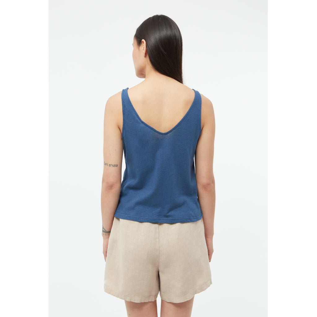 Jette Linen Top - Blazing Blue