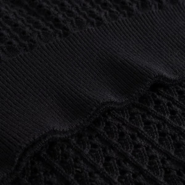 Flen Knitted T-Shirt - Crochet Black