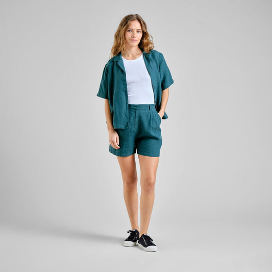 Djupvik Linen Shorts - Mediterranea Green