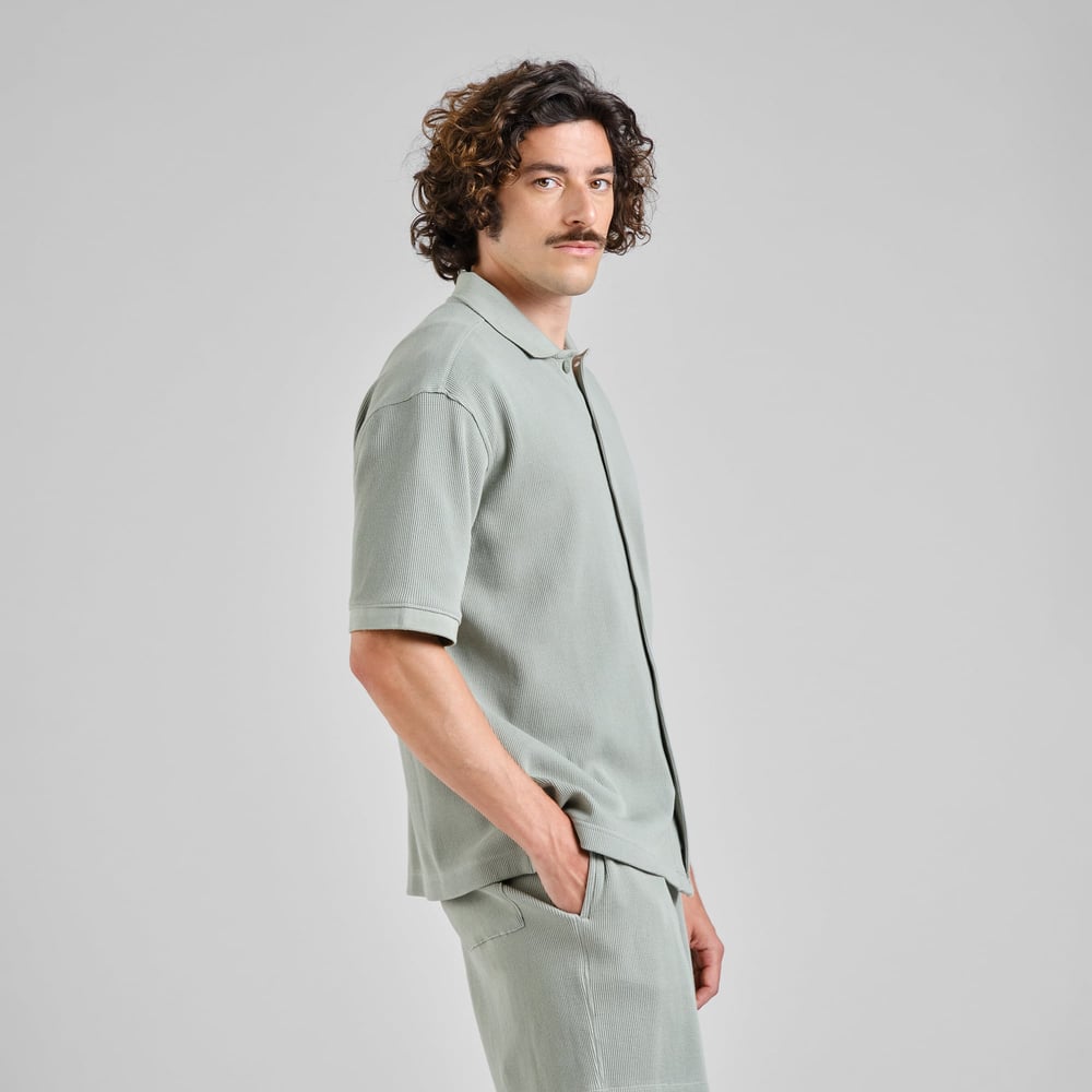 Falkvik Waffle Shirt - Iceberg Green
