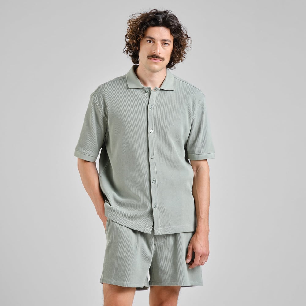 Falkvik Waffle Shirt - Iceberg Green