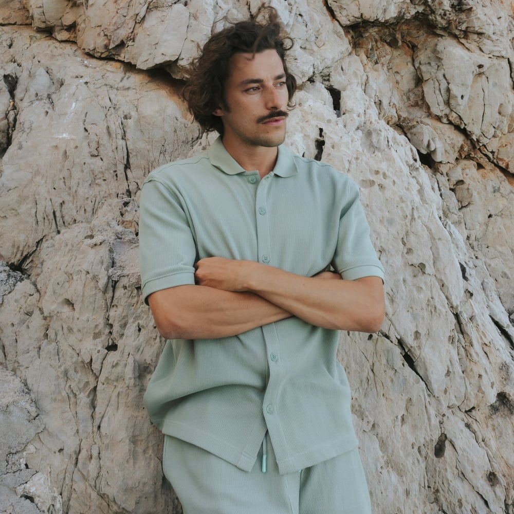 Falkvik Waffle Shirt - Iceberg Green