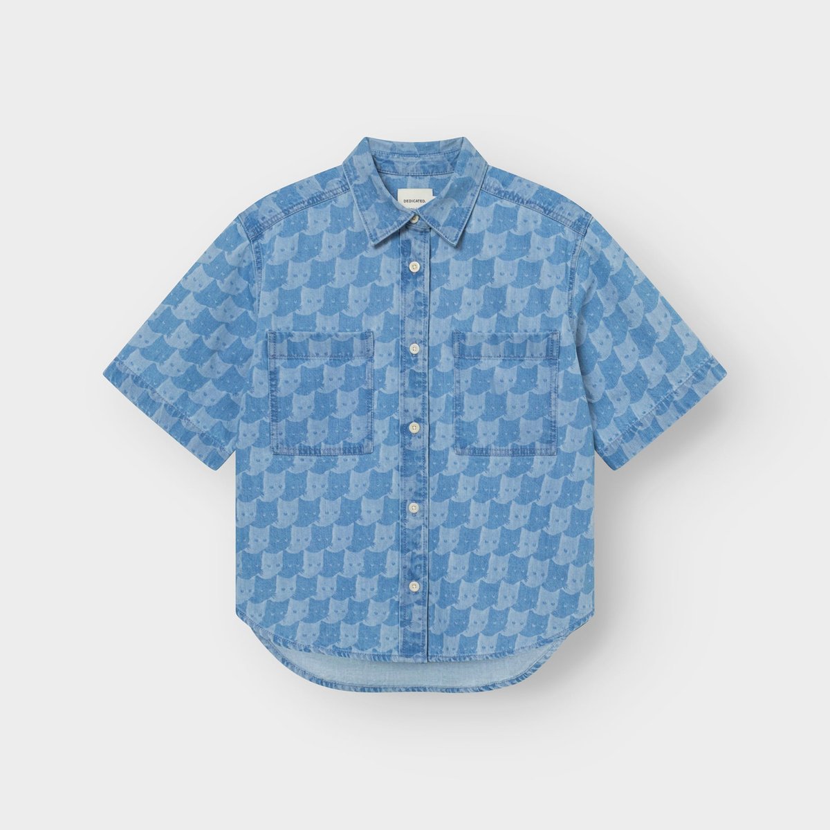 Stensvik Shirt Pepita Cats - Light Blue