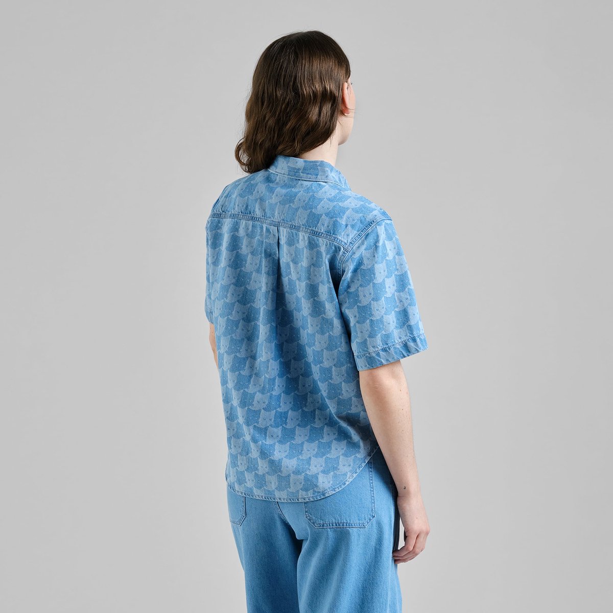 Stensvik Shirt Pepita Cats - Light Blue