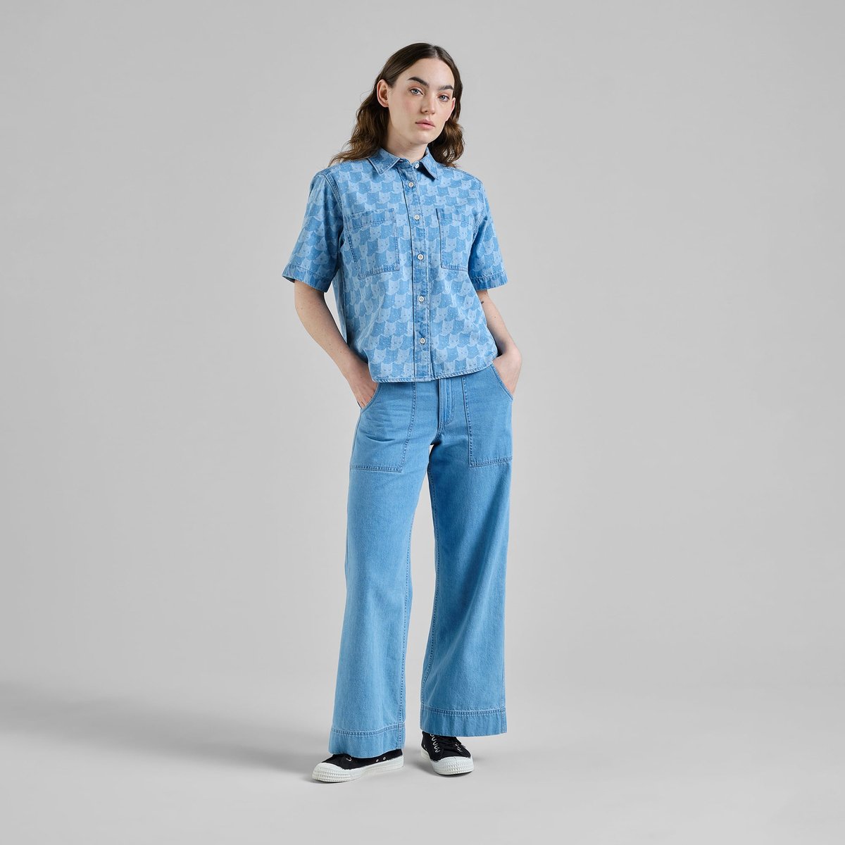 Stensvik Shirt Pepita Cats - Light Blue