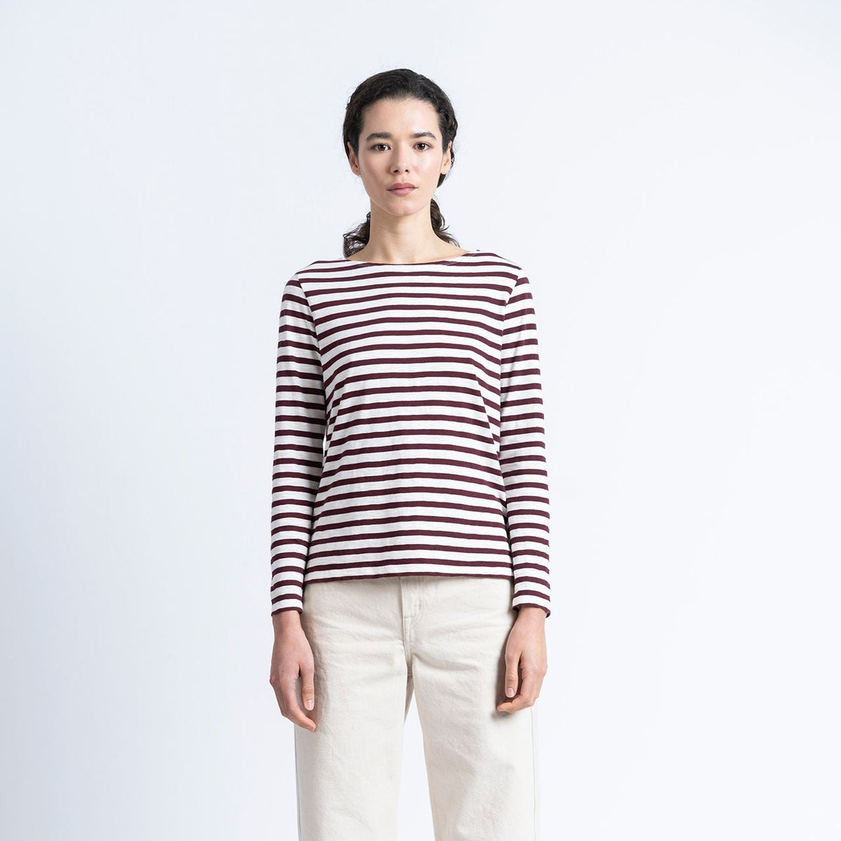 Agiti Longsleeve - Ecru/Burgundy