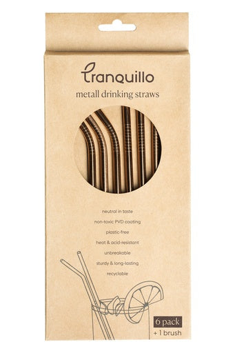 Tranquillo Reusable Metal Straws - Rosegold