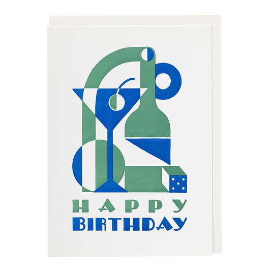 Archivist Gallery Greeting Card - Art Deco Birthday Drink