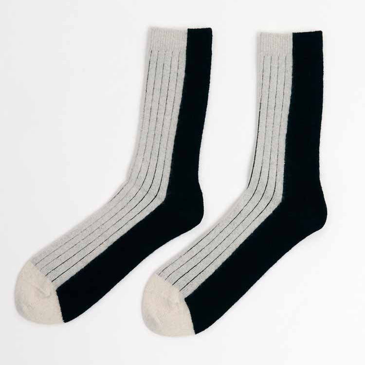 Bicolor Wool Socks - Black