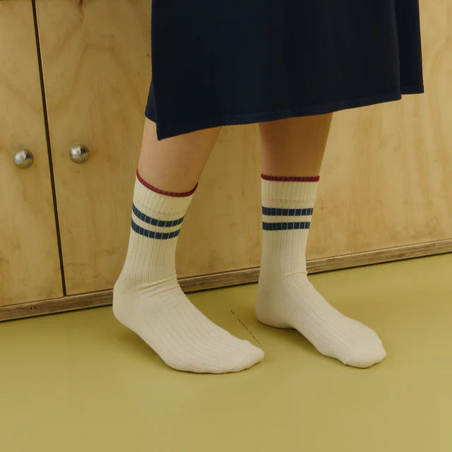 Jutelaune Stripe Socks - Blue/Burgundy