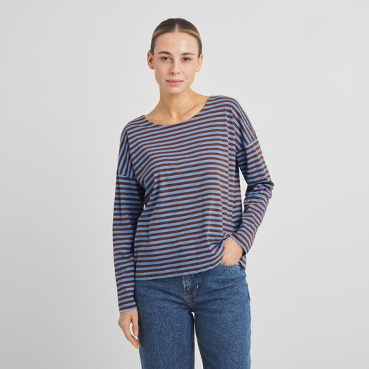 Top Humledal Stripes - Cappuccino Brown/Cornflower Blue