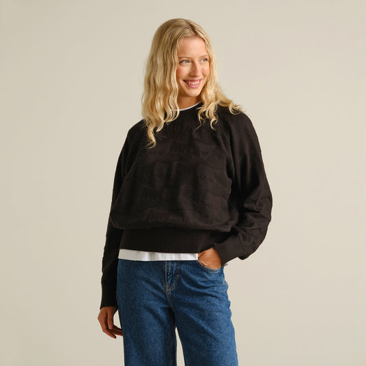 Husie Sweater Pepita Cats - Black