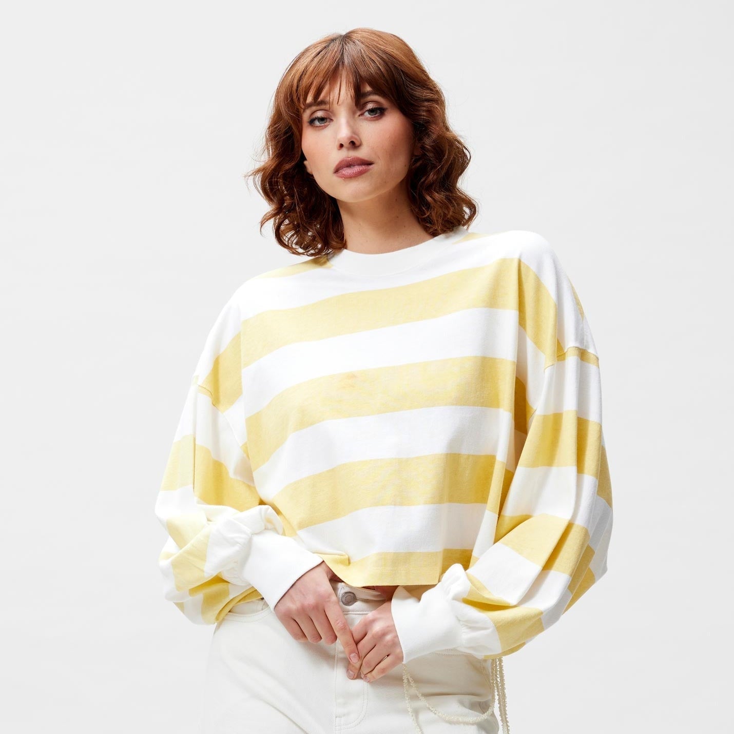 Oversized Striped Longsleeve - Mellow Yellow
