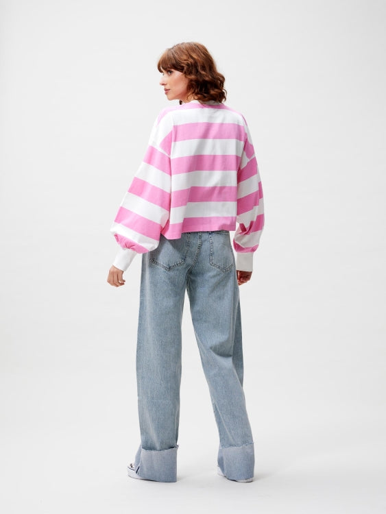 LAST ONE in 34- Oversized Striped Longsleeve - Rosebloom