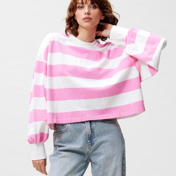 LAST ONE in 34- Oversized Striped Longsleeve - Rosebloom