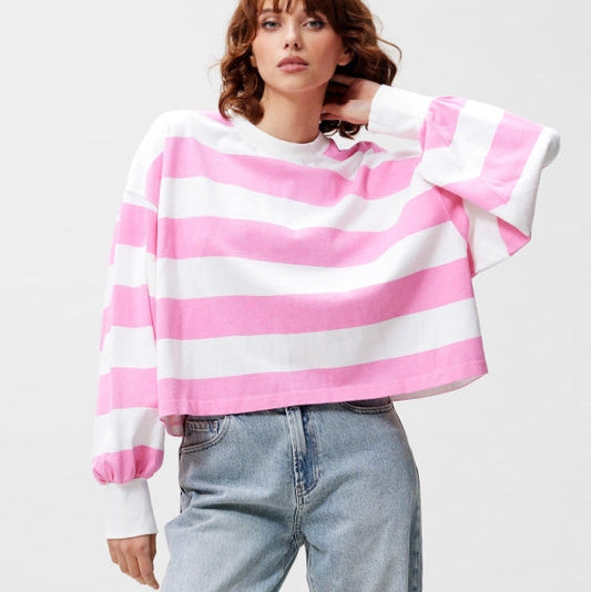 Oversized Striped Longsleeve - Rosebloom