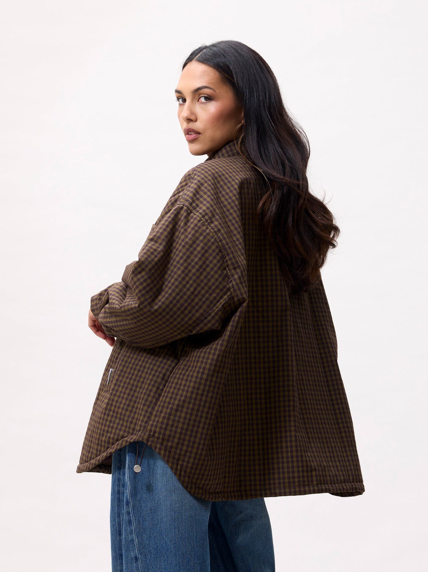 Light Padded Check Jacket - Mossy
