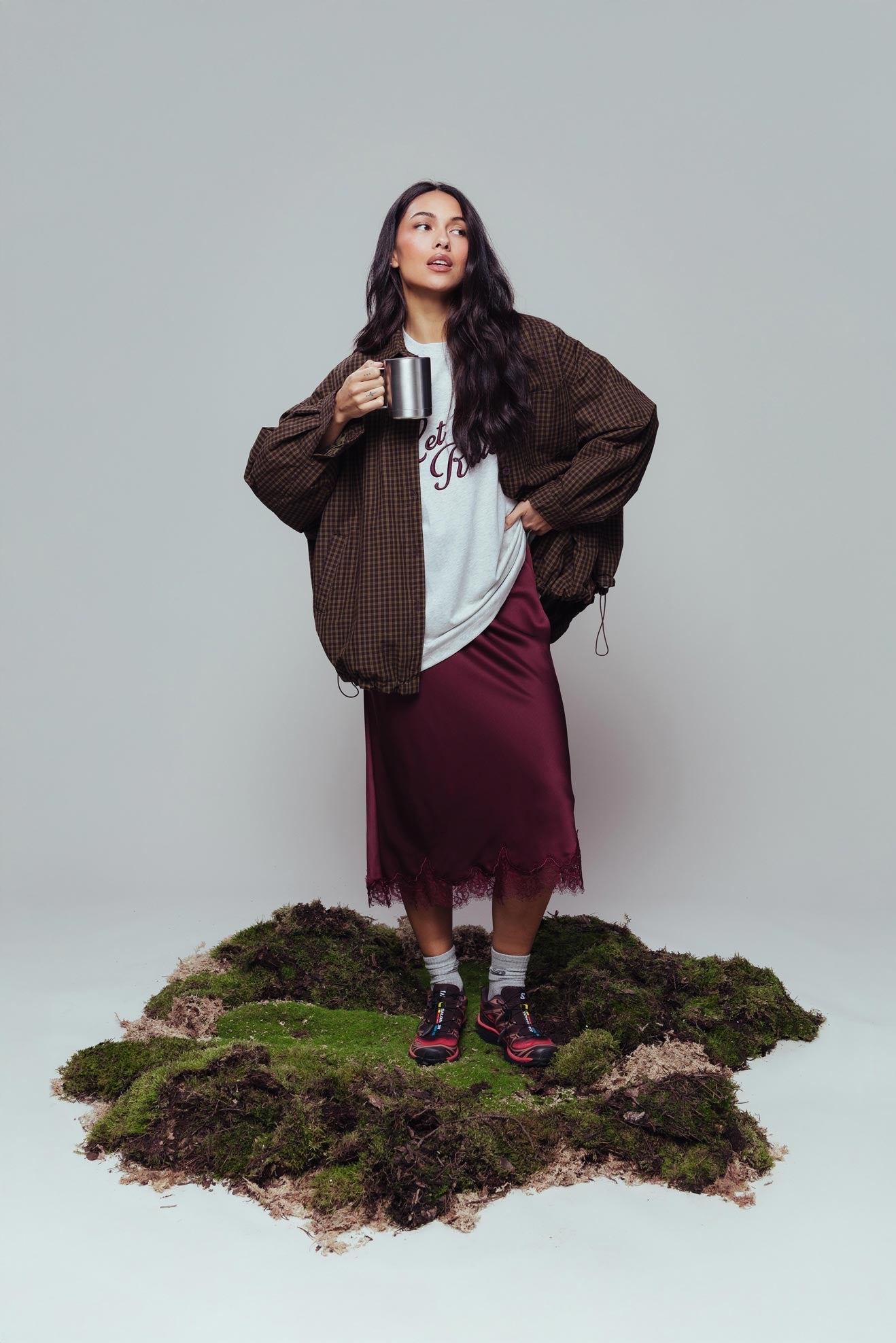 Light Padded Check Jacket - Mossy
