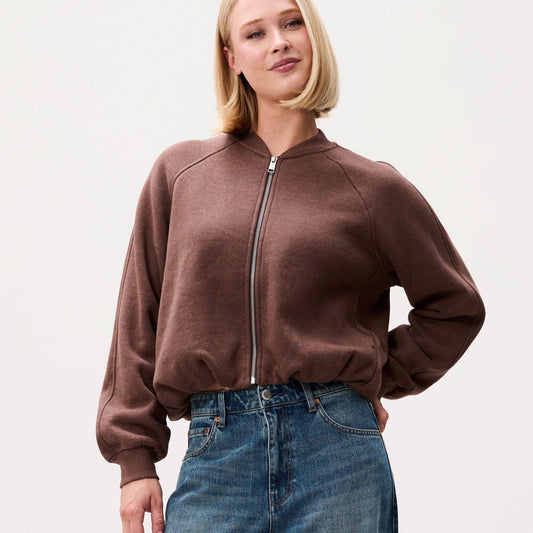 Tuck-in Sweat Cardigan - Brown