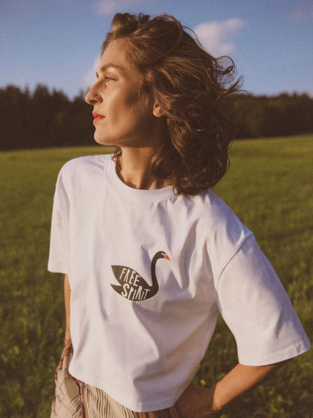 Oversized Statement T-shirt FREE SPIRIT - Off-White