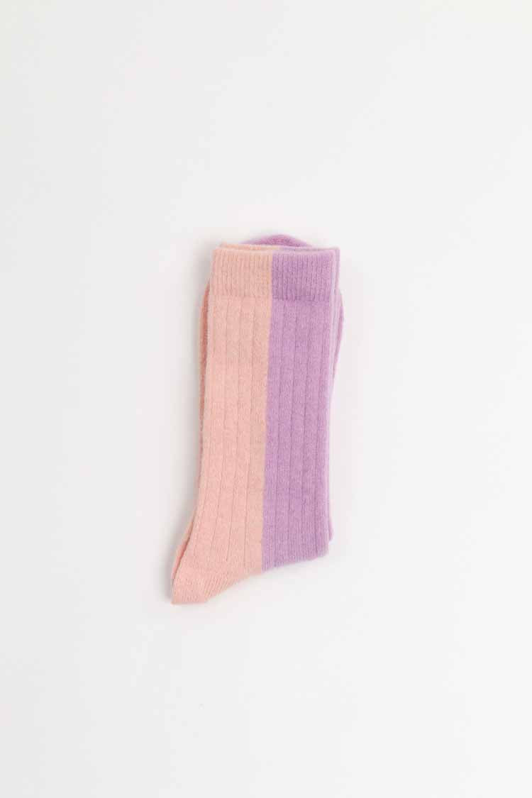 Bicolor Wool Socks - Peach