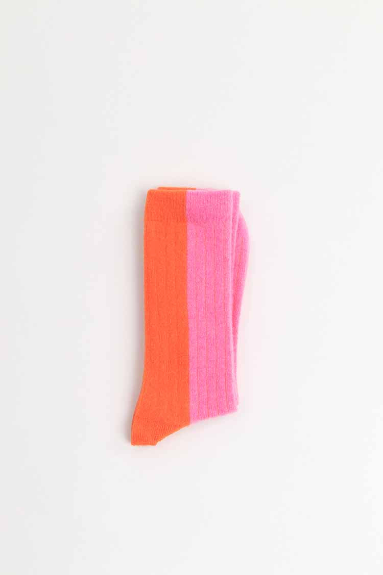 Bicolor Wool Socks - Pink