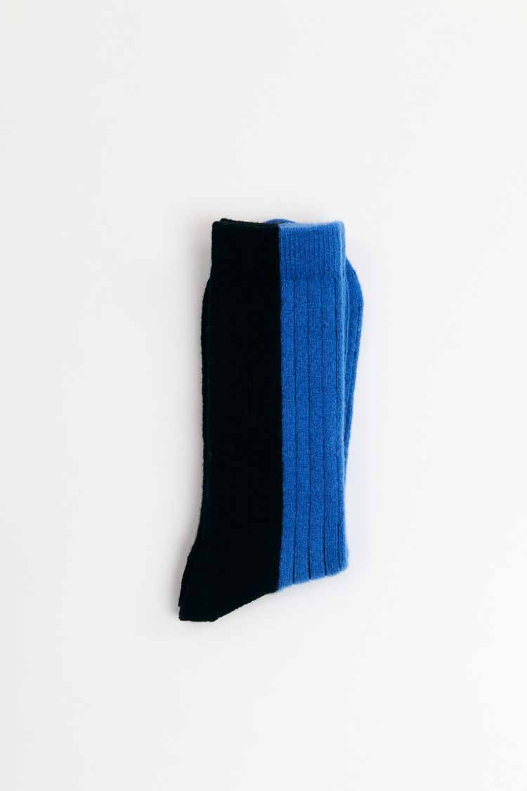 Bicolor Wool Socks - Blue