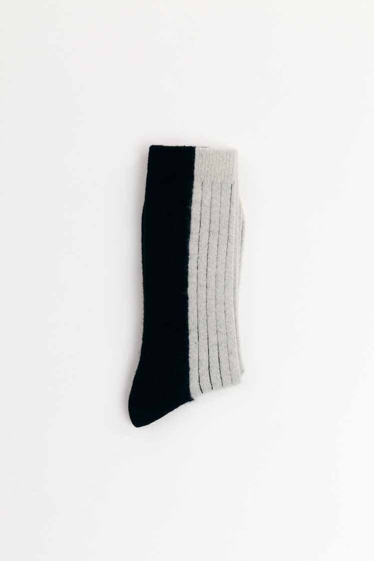 Bicolor Wool Socks - Black