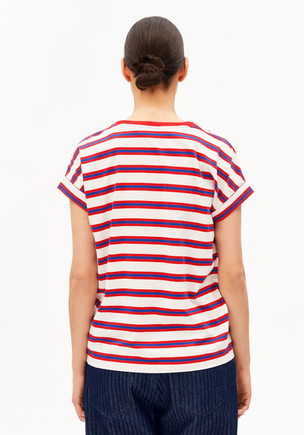 Idaara Striped T-shirt - Oatmilk/Mars Red/Dynamo Blue