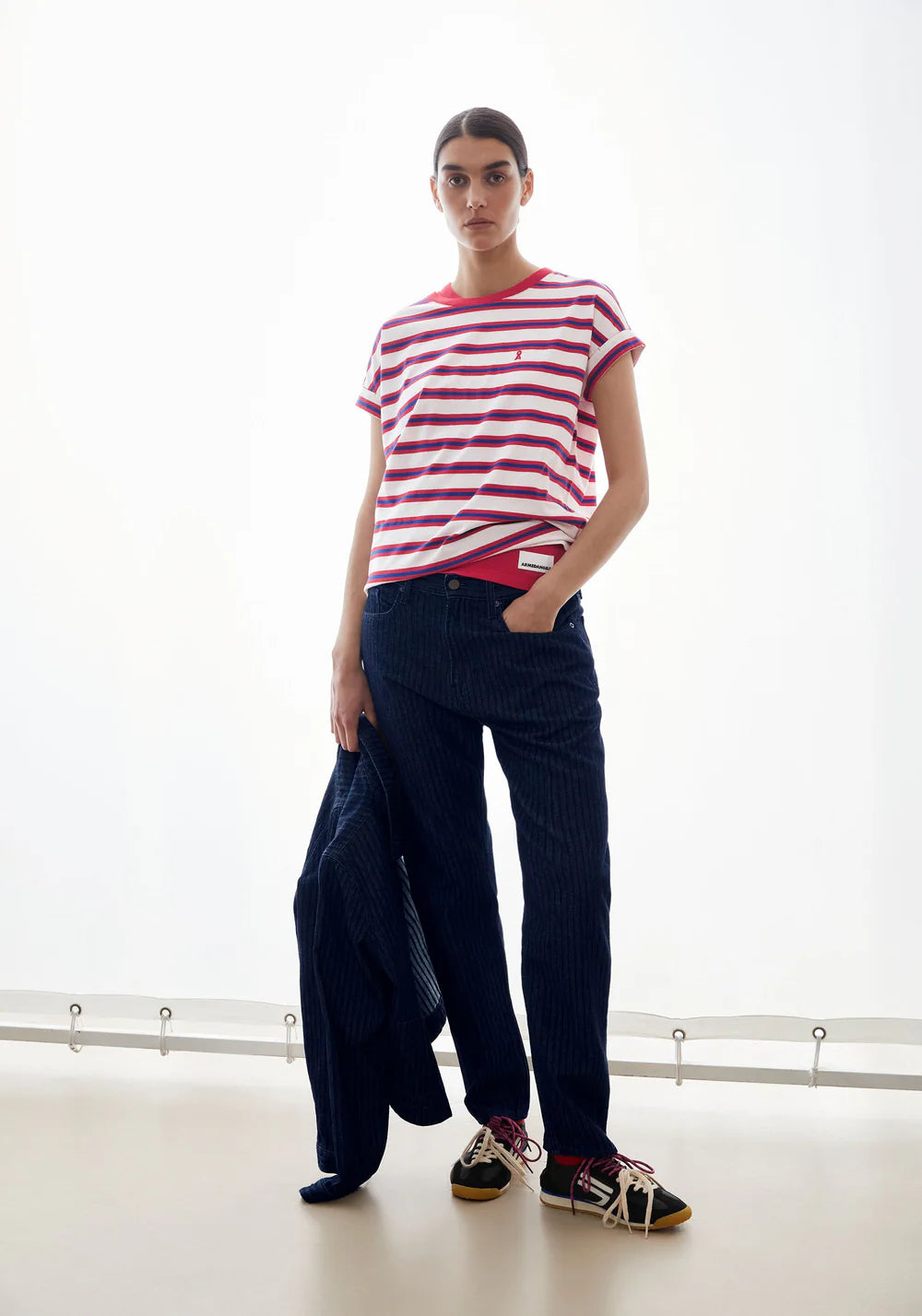 Idaara Striped T-shirt - Oatmilk/Mars Red/Dynamo Blue