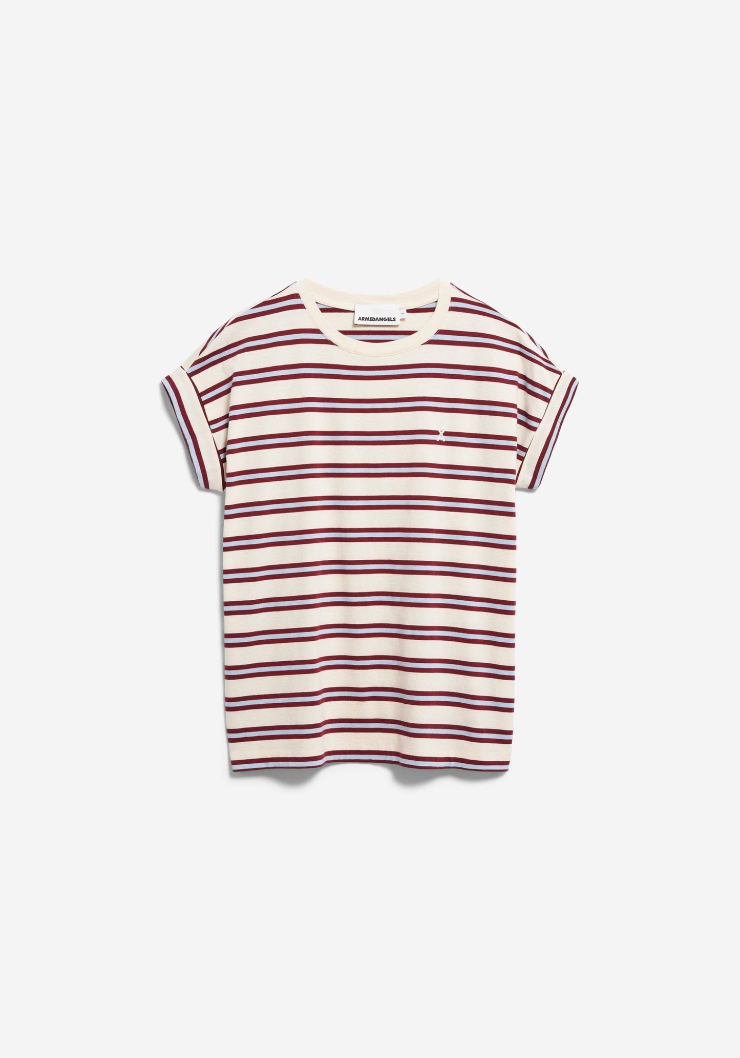 Idaara Striped T-shirt - Undyed/Velvet Red/Soft Blue