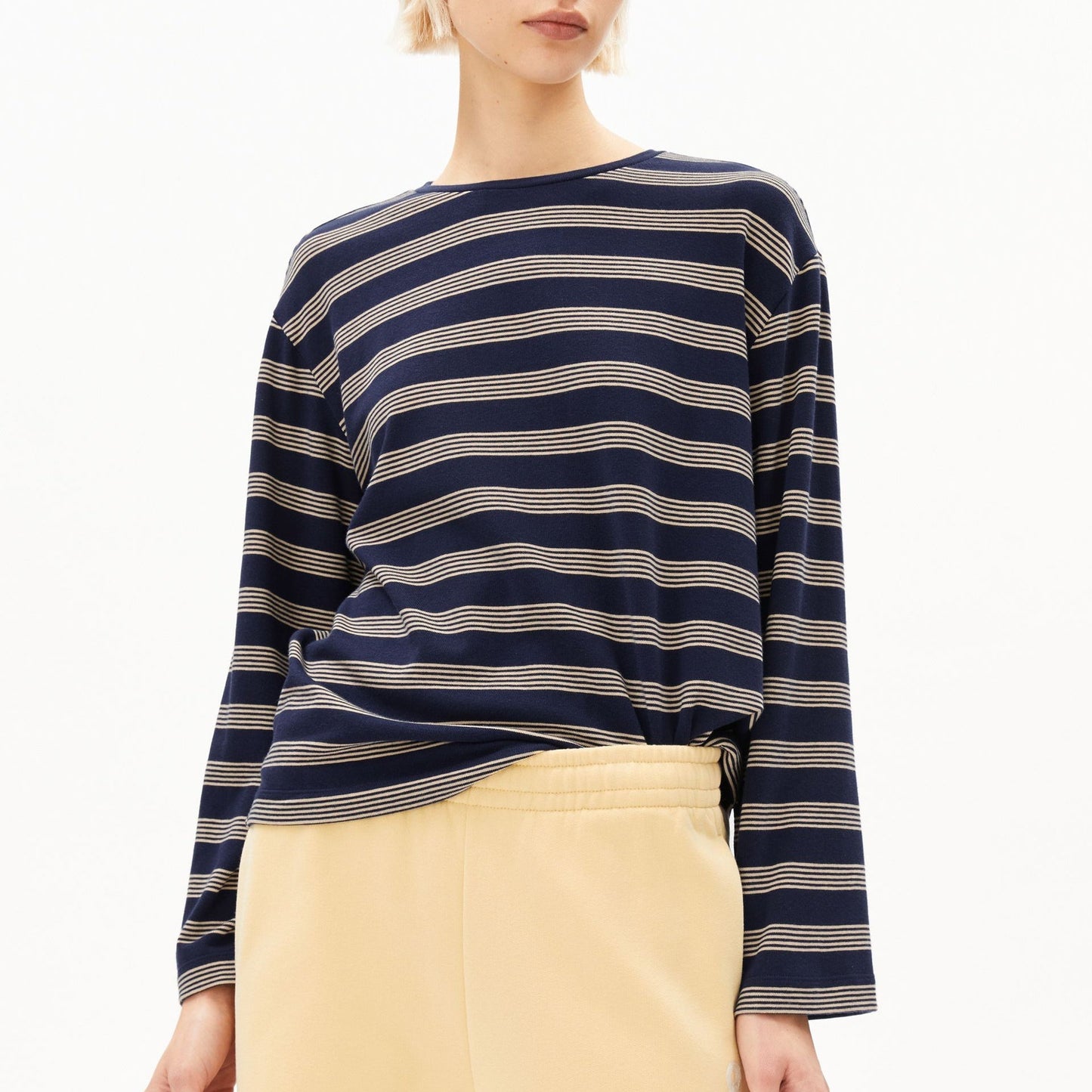 Marynaa Fine Stripe Longsleeve - Tinted Navy/Golden Hay