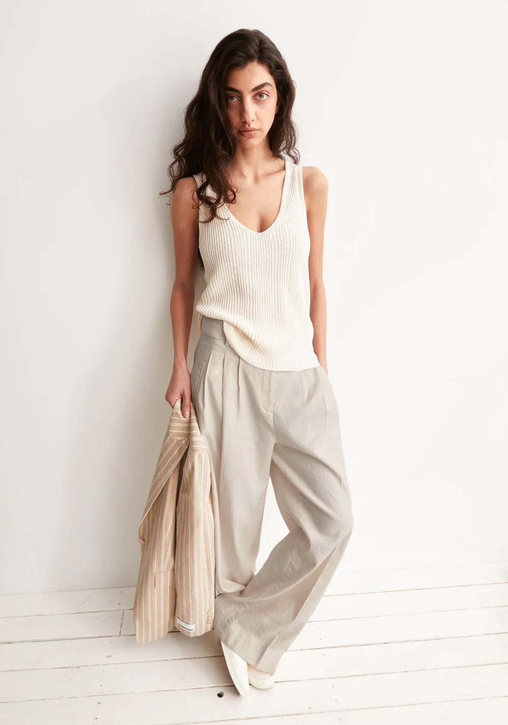 Linen Blend Knit Top - Undyed