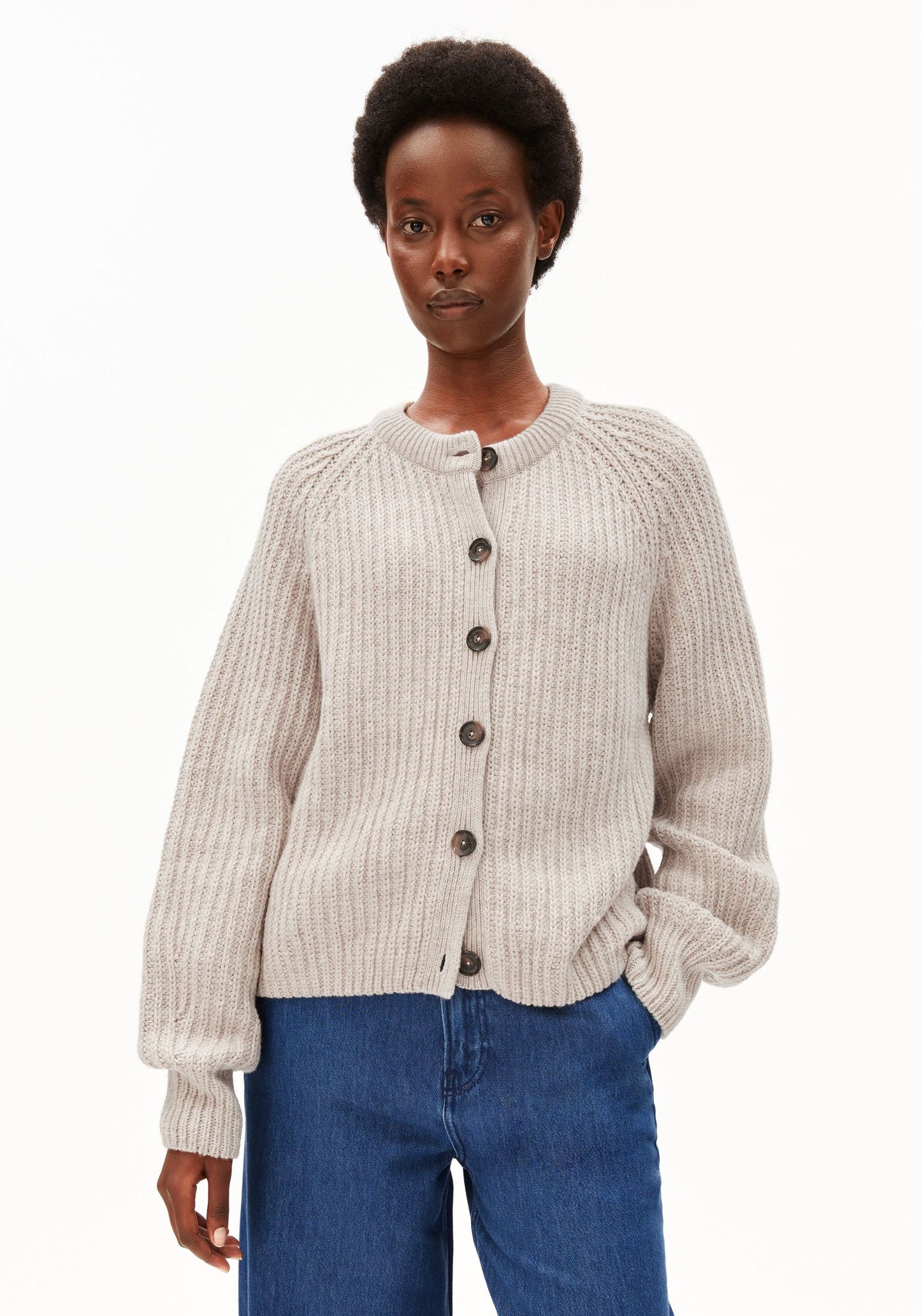 Rib Knit Cardigan - Honey Melange