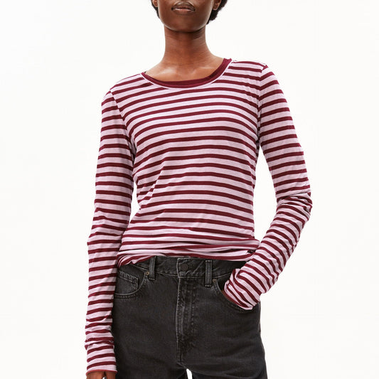 Einiaara Stripe Longsleeve - Moonlit Lilac/Velvet Red