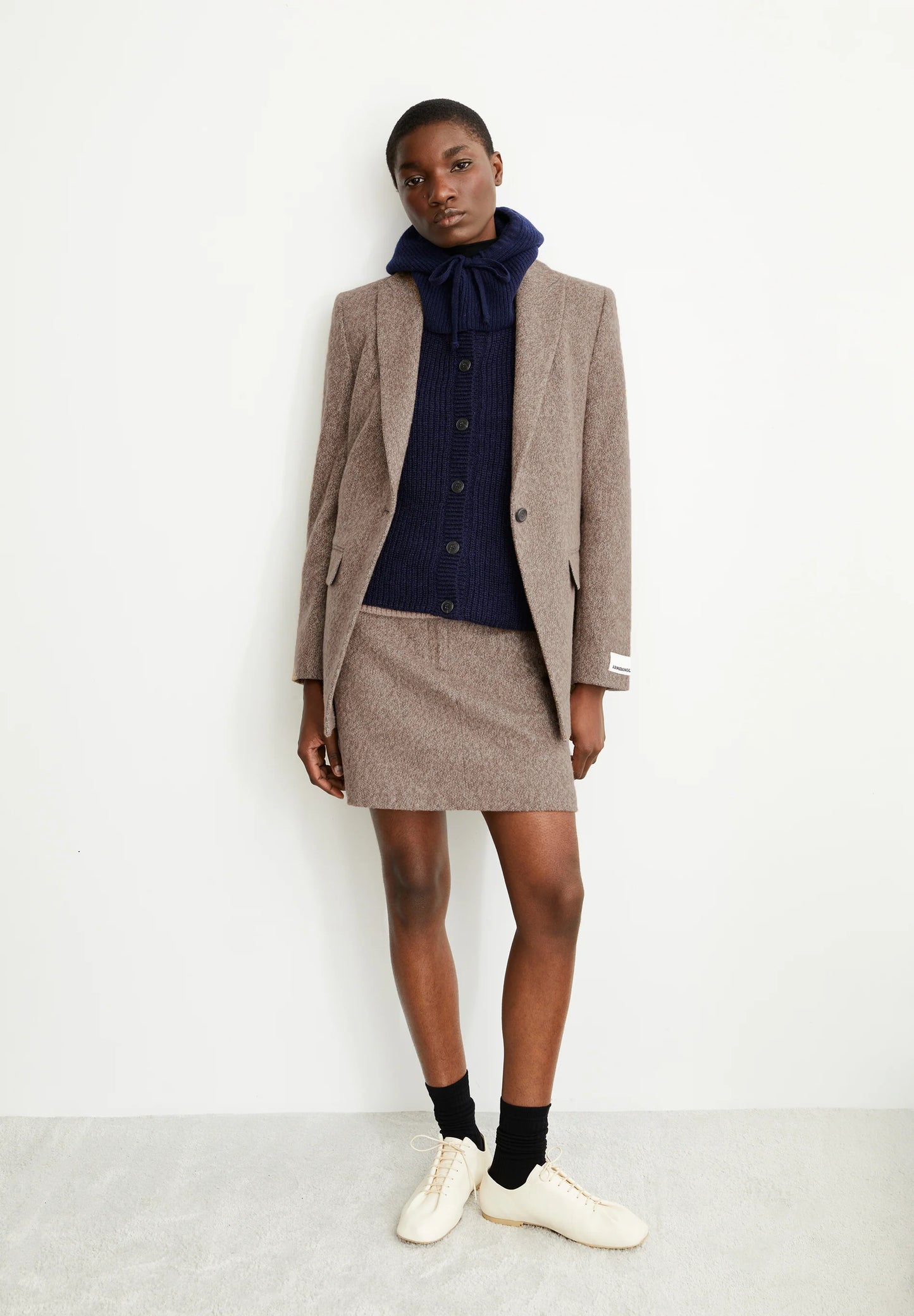 LAST ONE in XL - Hannaahla Tweed Woven Skirt - Pure/Walnut Cream
