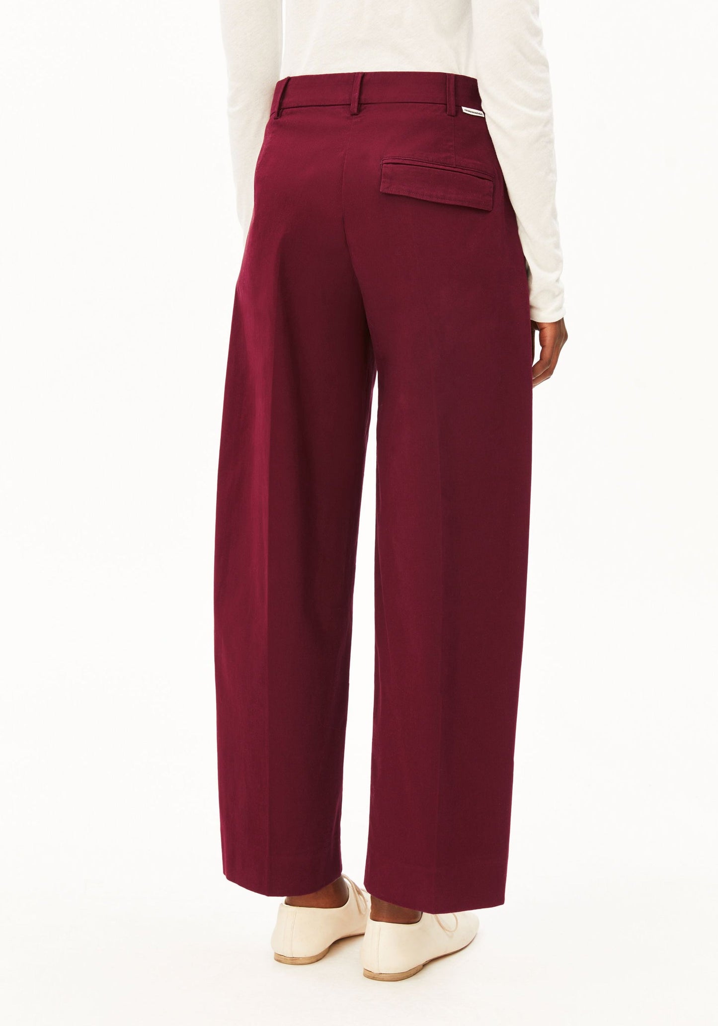 Barrel Leg Twill Pants - Velvet Red